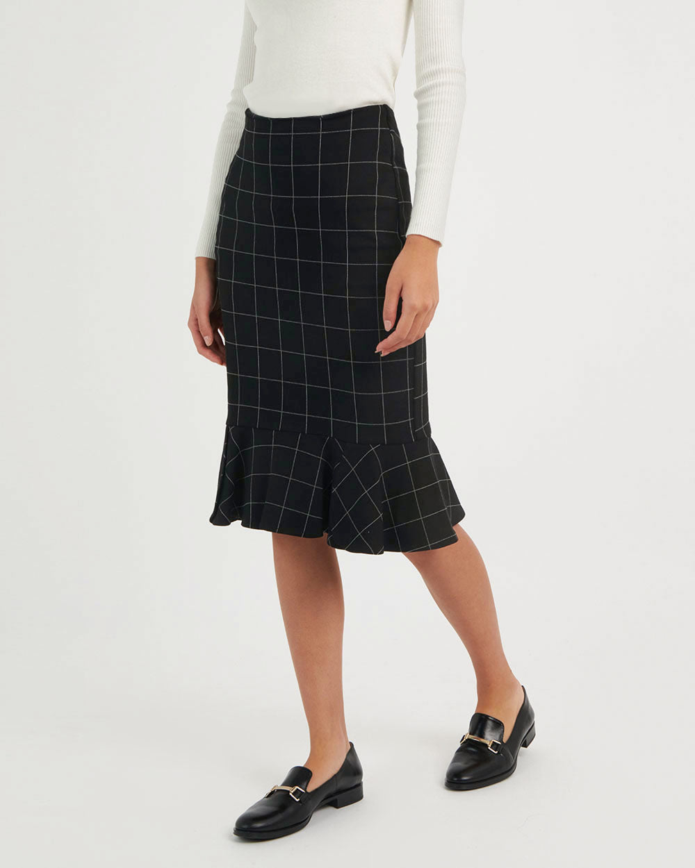 Mya Grid Fluted Hem Skirt