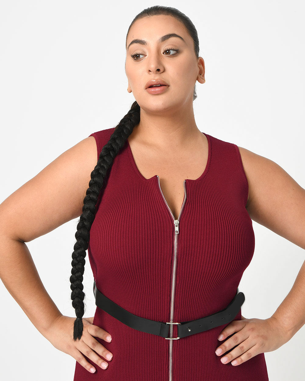 Cassandra Front Zip Knit Dress