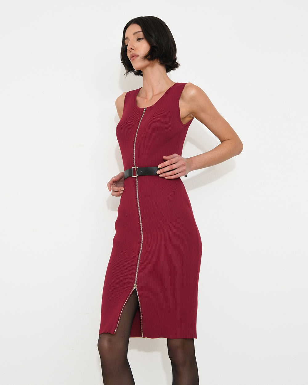 Cassandra Front Zip Knit Dress