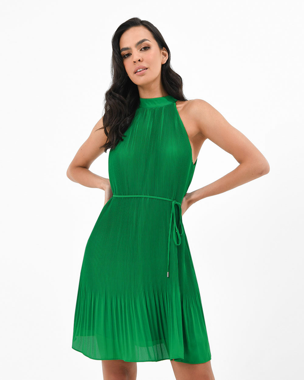 Ariella Pleated Halter Dress