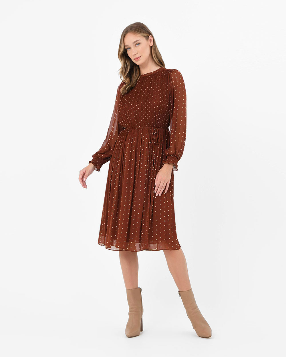 Telsa Pleated Midi Dress