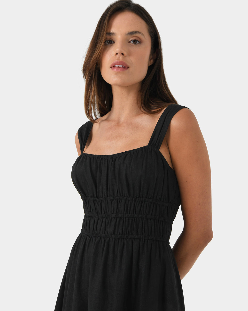 Solita Shirred Linen Dress