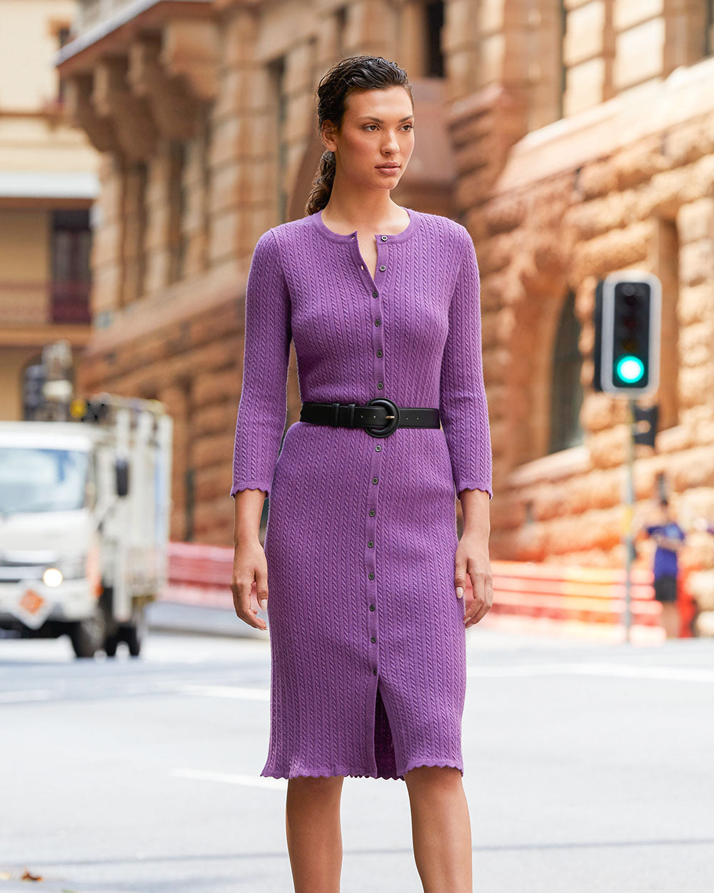 Paislee Cable Buttons Dress