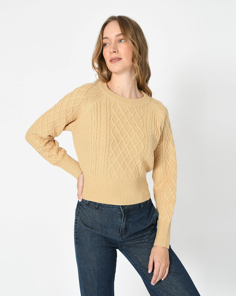 Carolyn Cropped Cable Knit