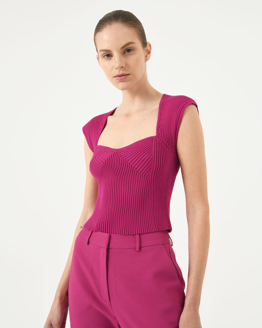 Mara Heart Neck Knit Top
