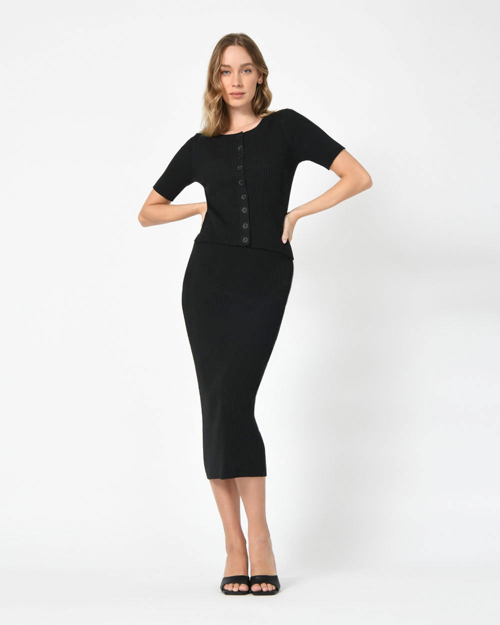 Alessia Rib-Knit Midi Skirt