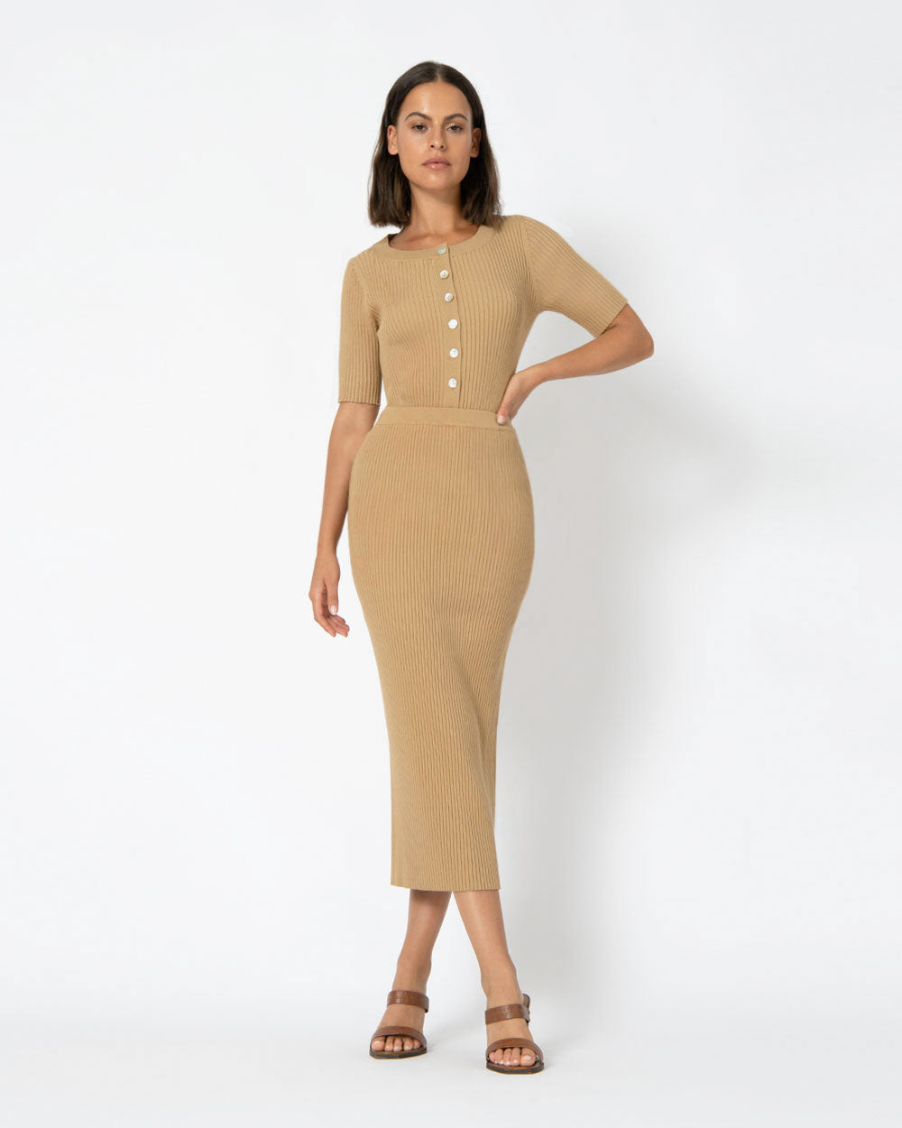 Alessia Rib-Knit Midi Skirt