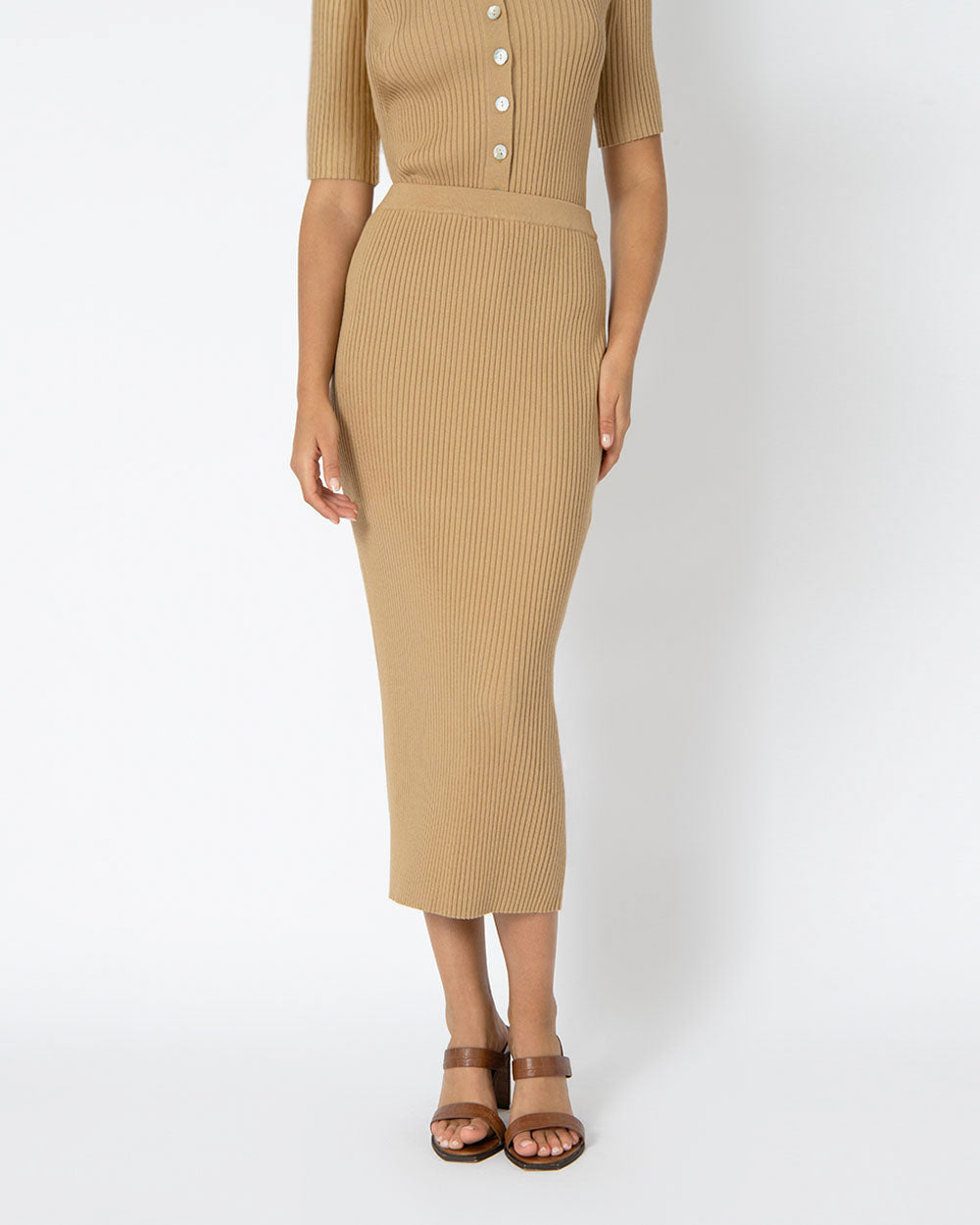 Alessia Rib-Knit Midi Skirt