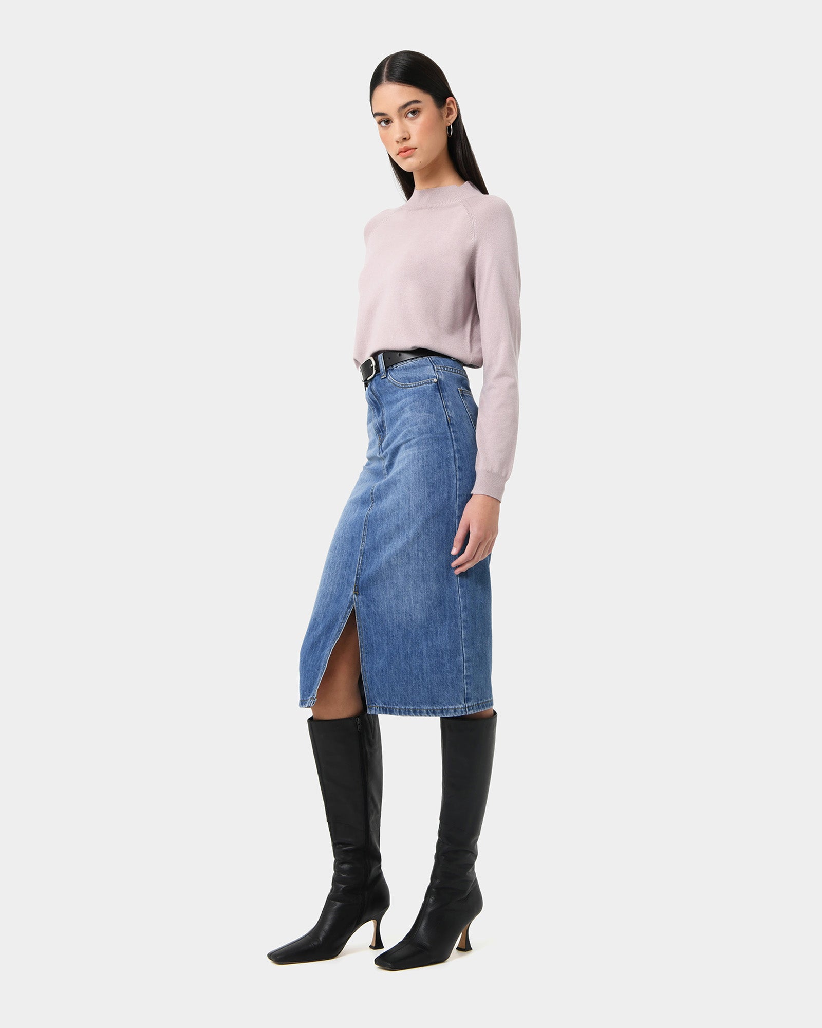 Brynn Slit Denim Skirt