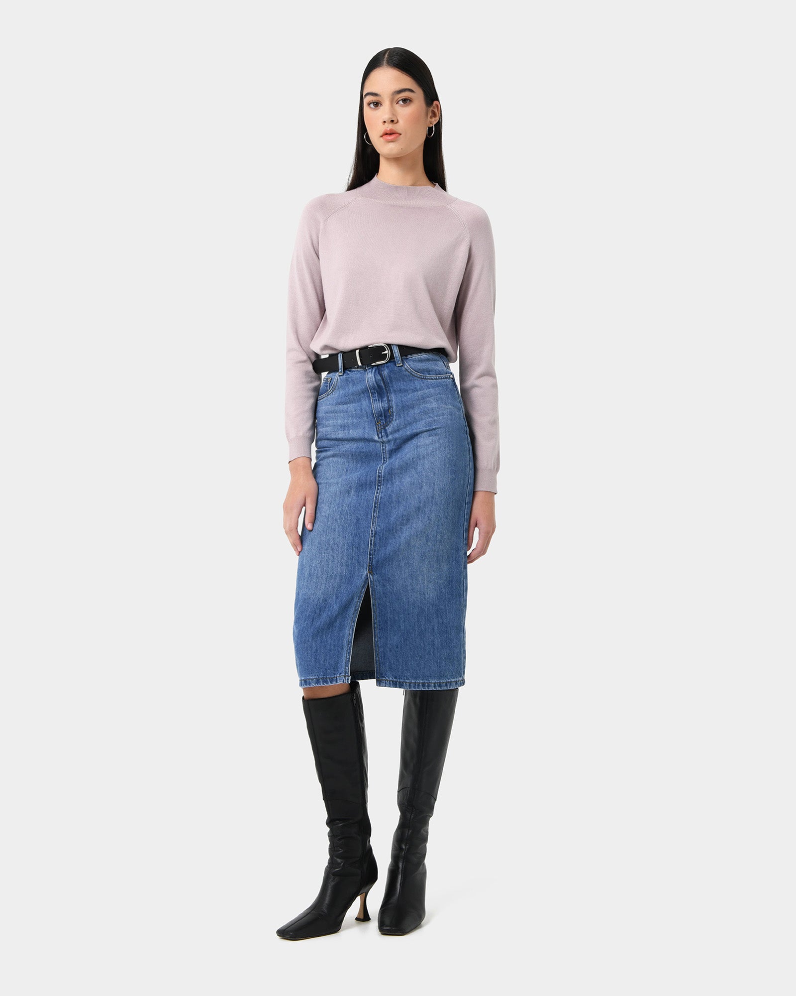 Brynn Slit Denim Skirt