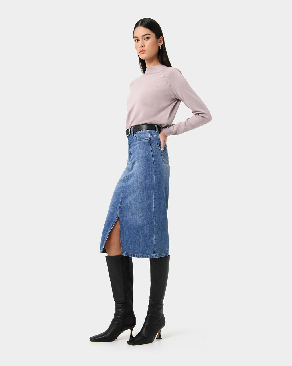 Brynn Slit Denim Skirt