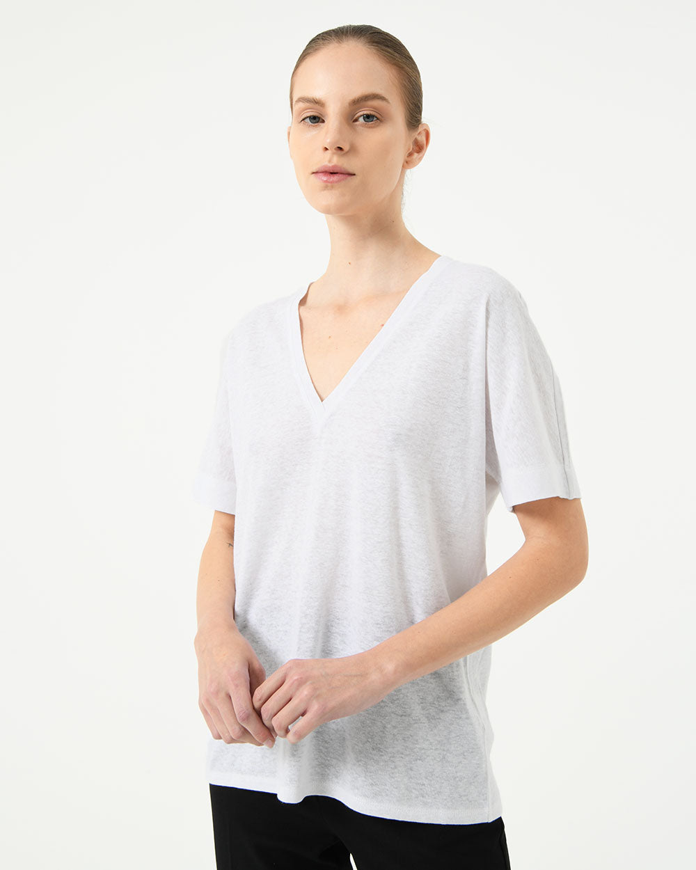 Brussels Linen V-Neck Tee