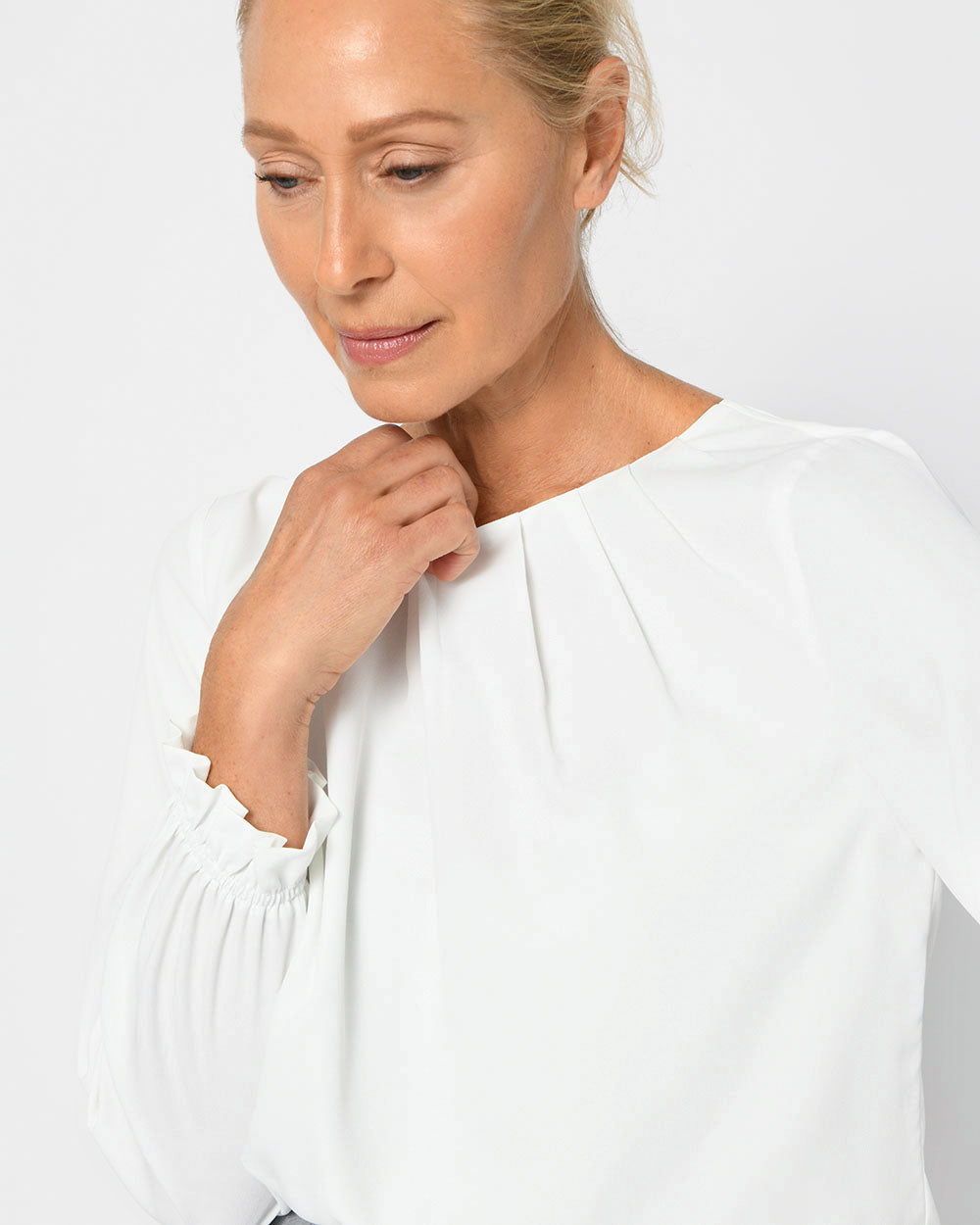 Vada Pleated Neck Blouse
