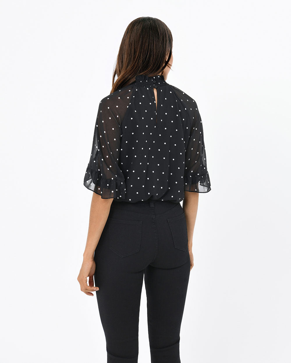 Doris High Neck Frill Blouse