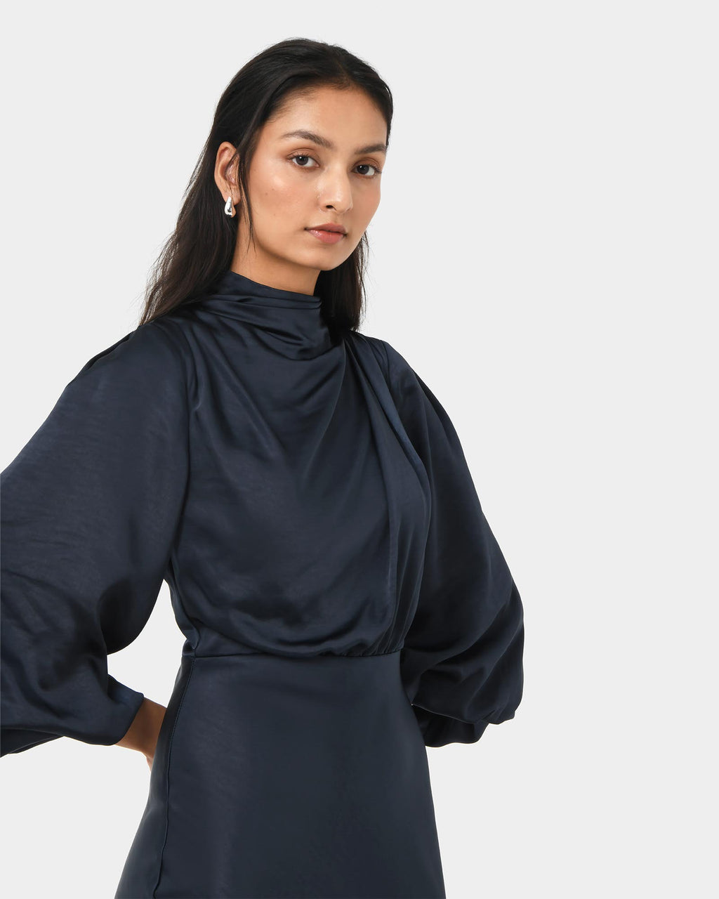 Whitney Satin Cowl Neck Dress