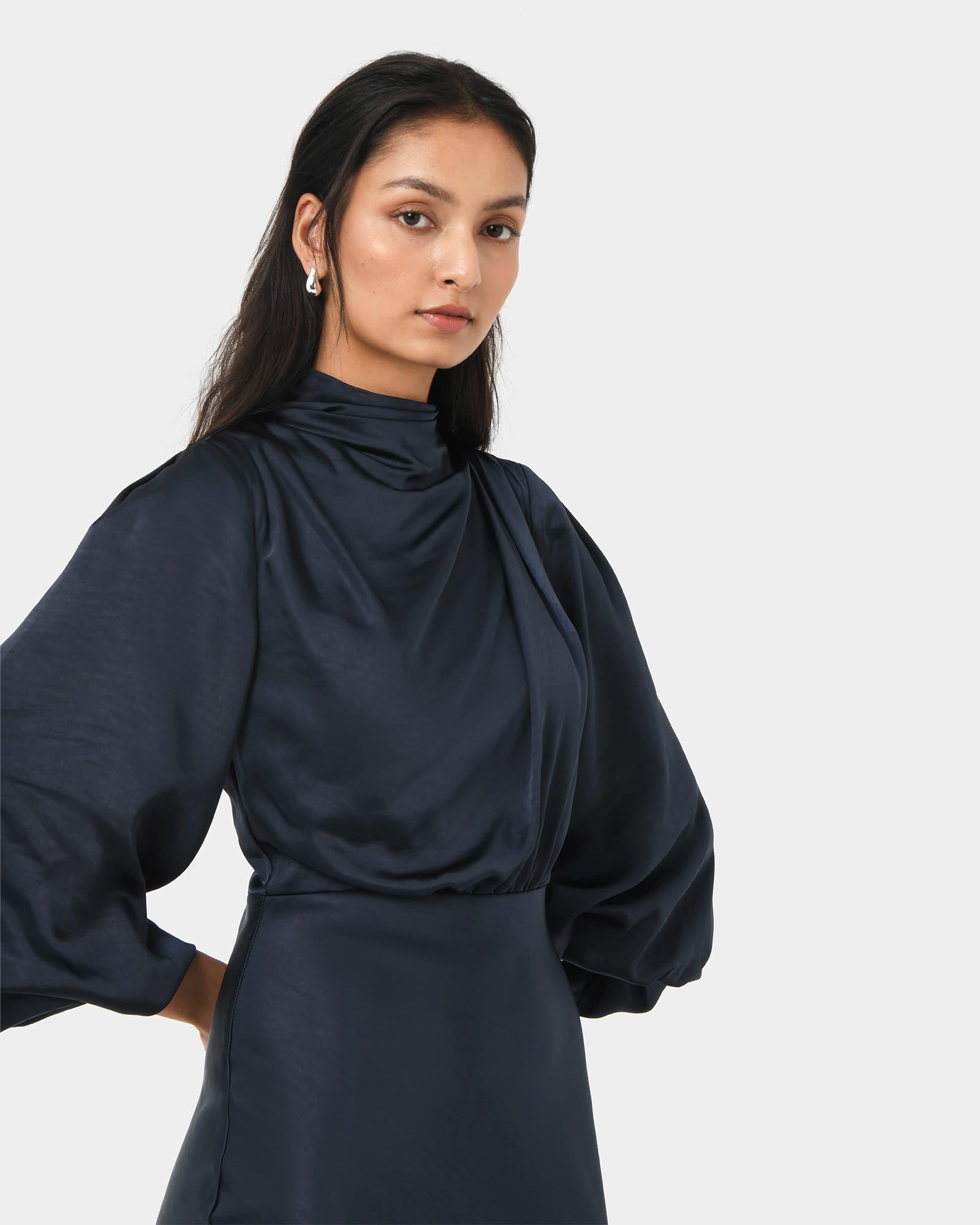 Whitney Satin Cowl Neck Dress