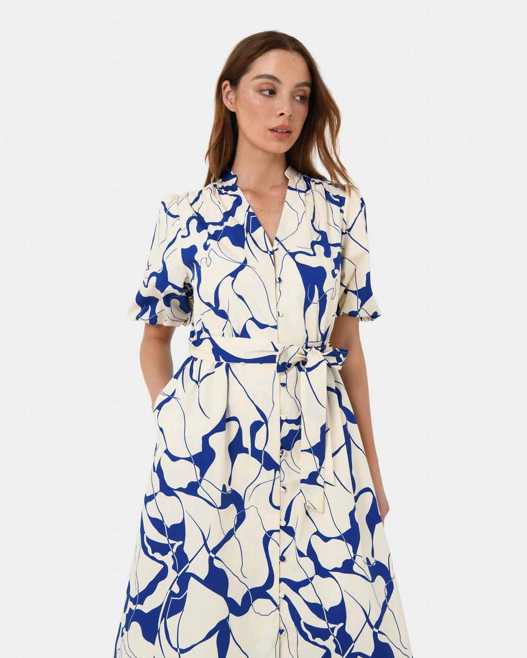Jayleen Puff Sleeve Tie Dress