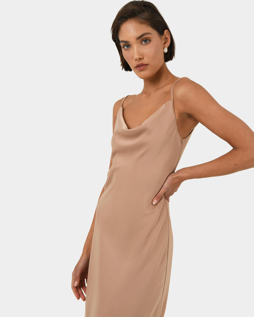 Joy Satin Cowl Neck Dress