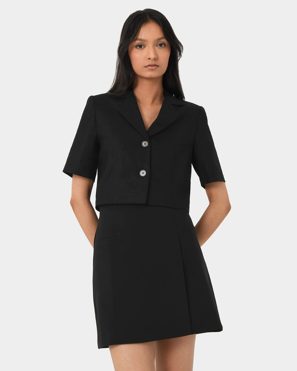 Valeria Cropped Linen Jacket