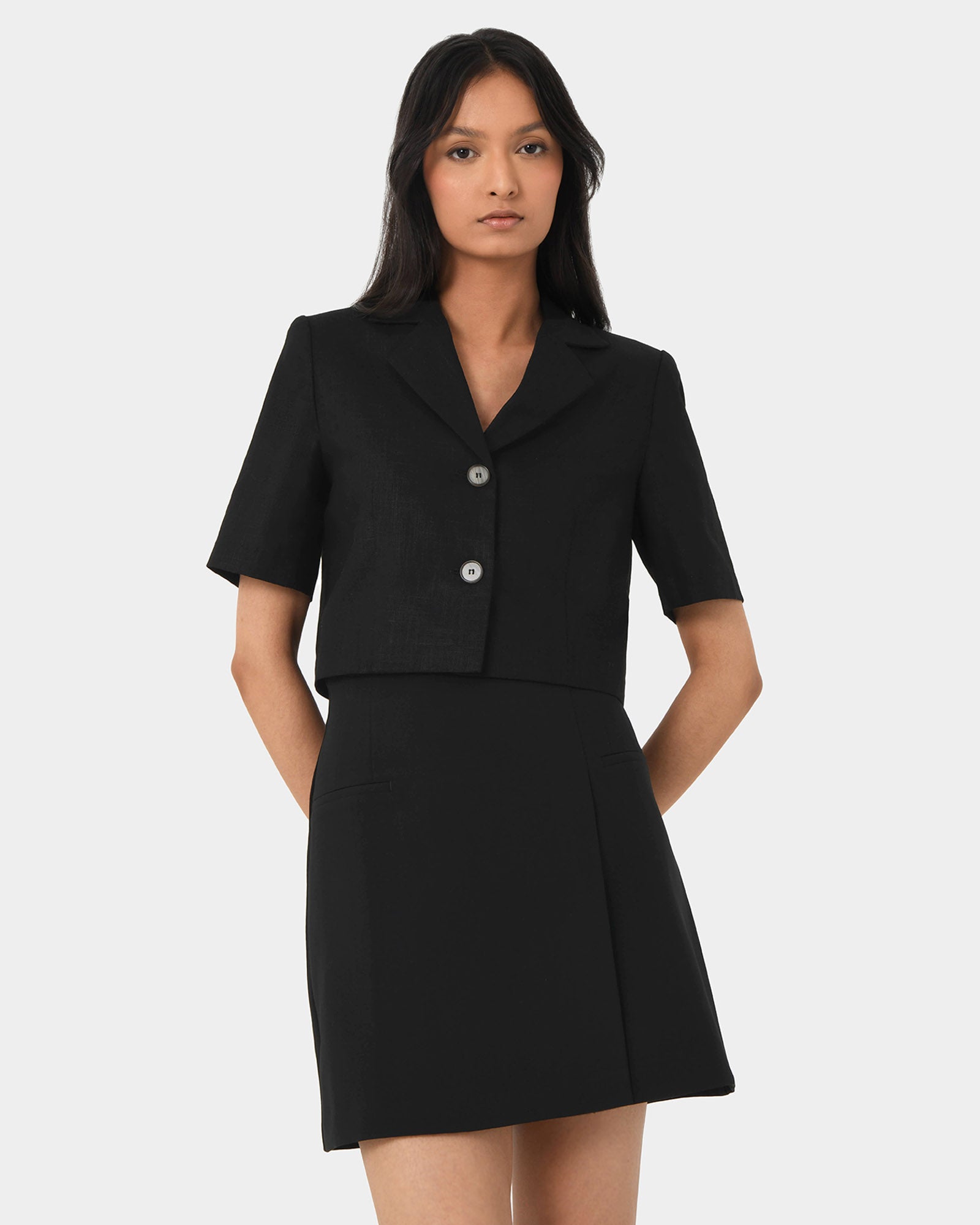 Valeria Cropped Linen Jacket