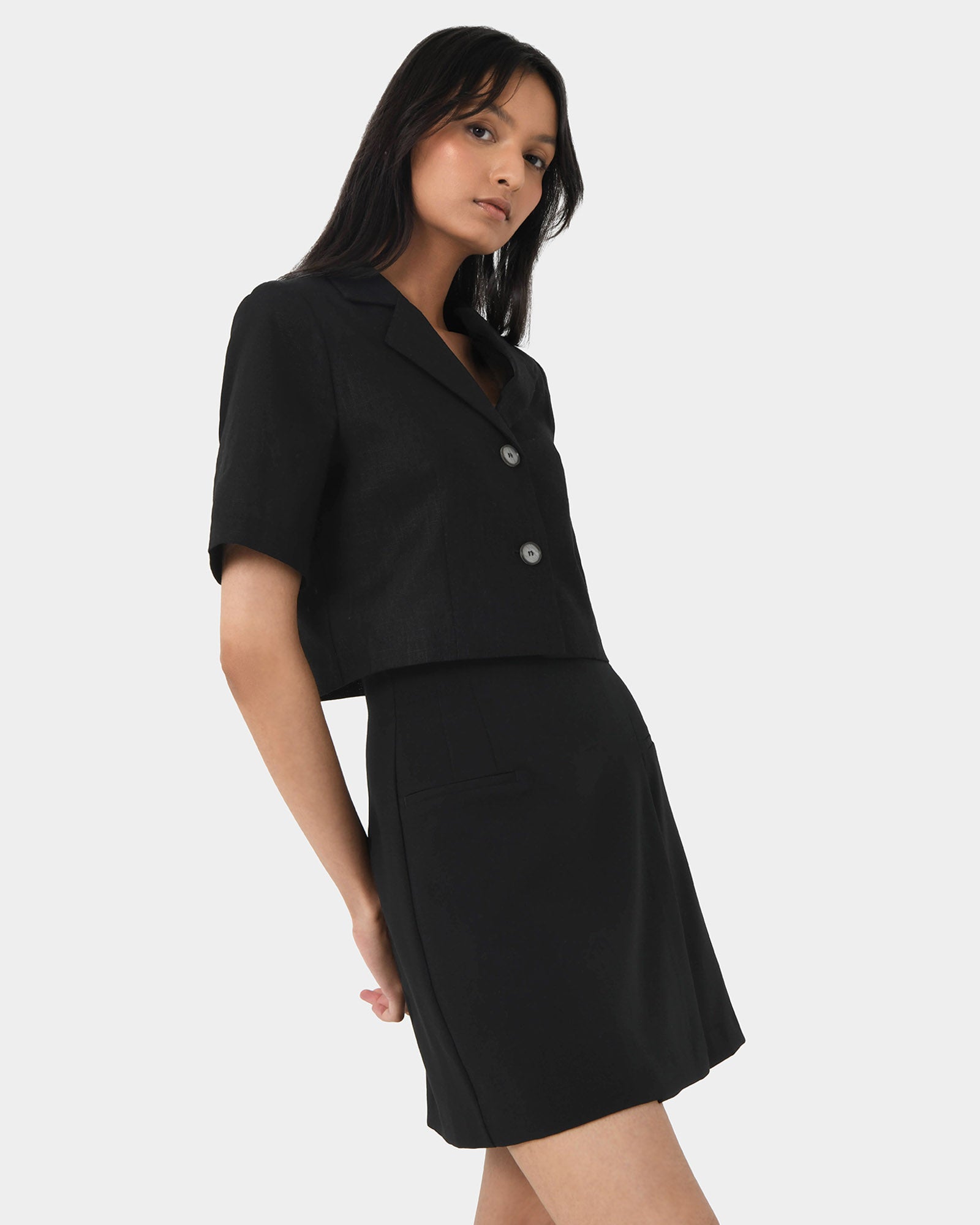 Valeria Cropped Linen Jacket