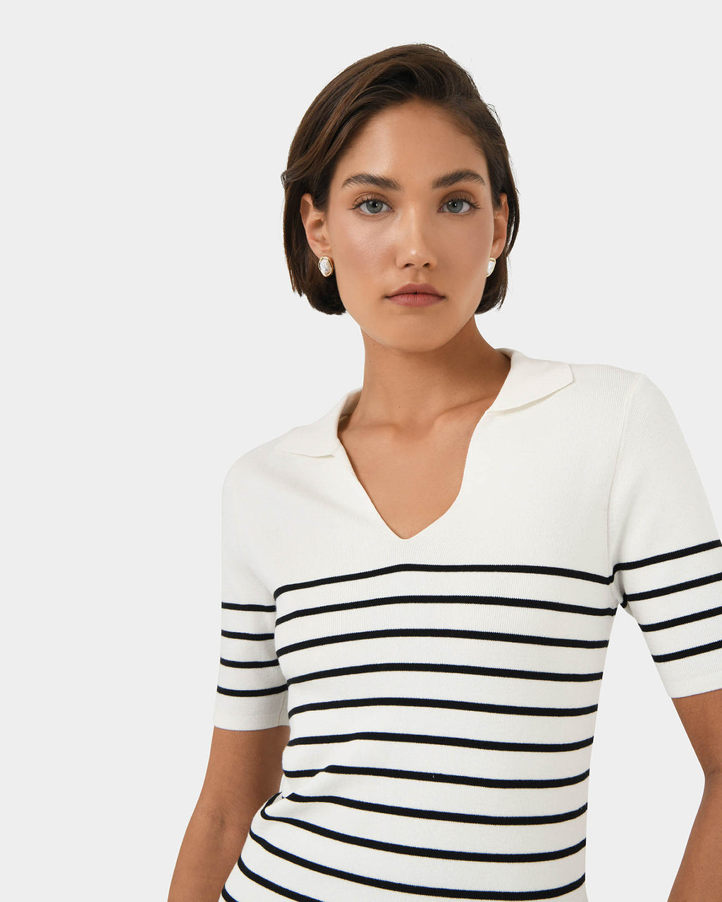 Kiki V-Neck Collar Stripe Top