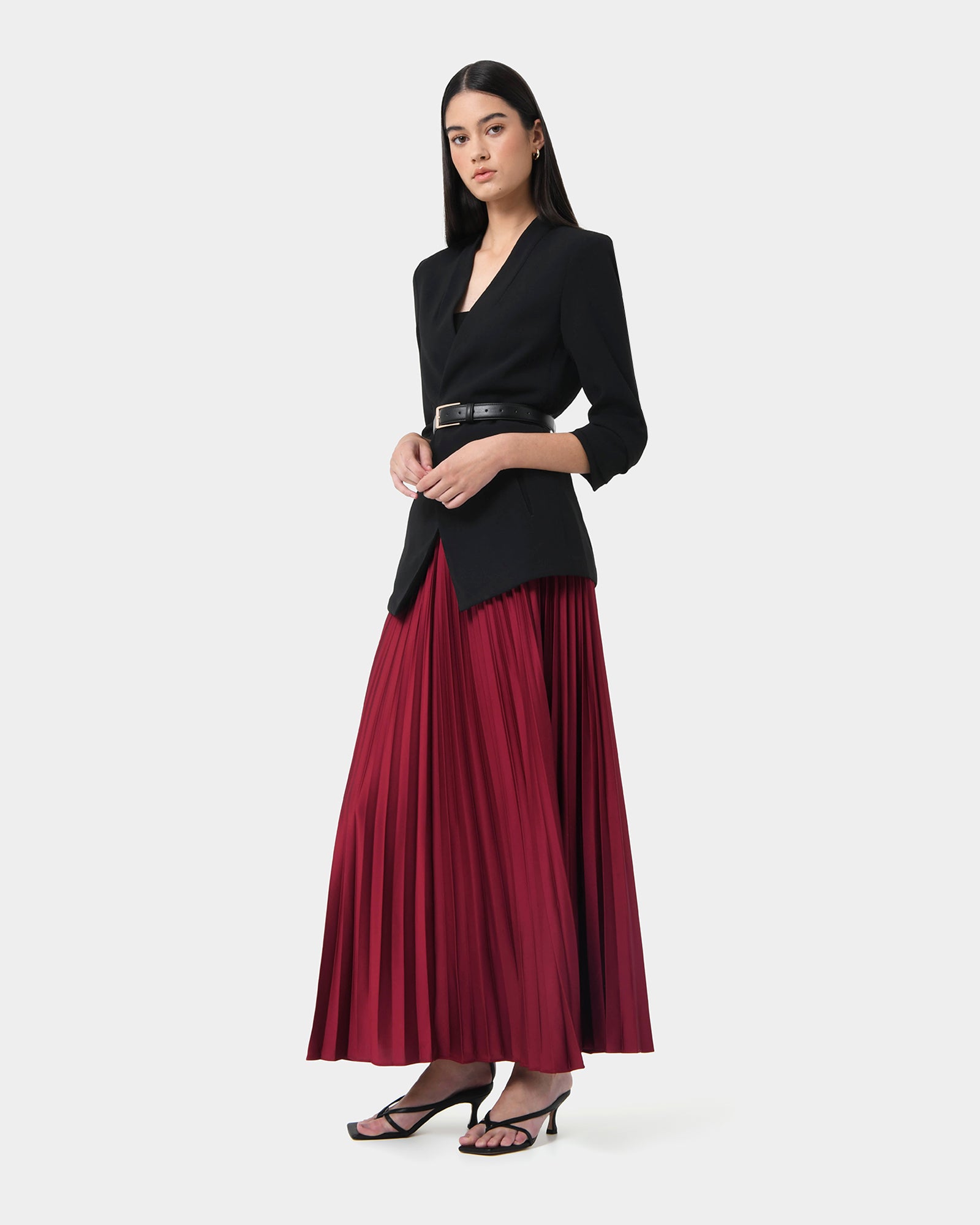 Zyla Satin Pleated Skirt