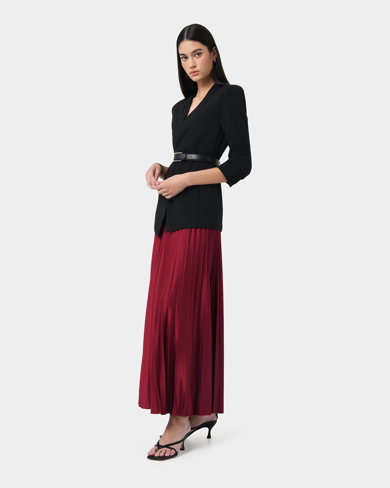 Zyla Satin Pleated Skirt