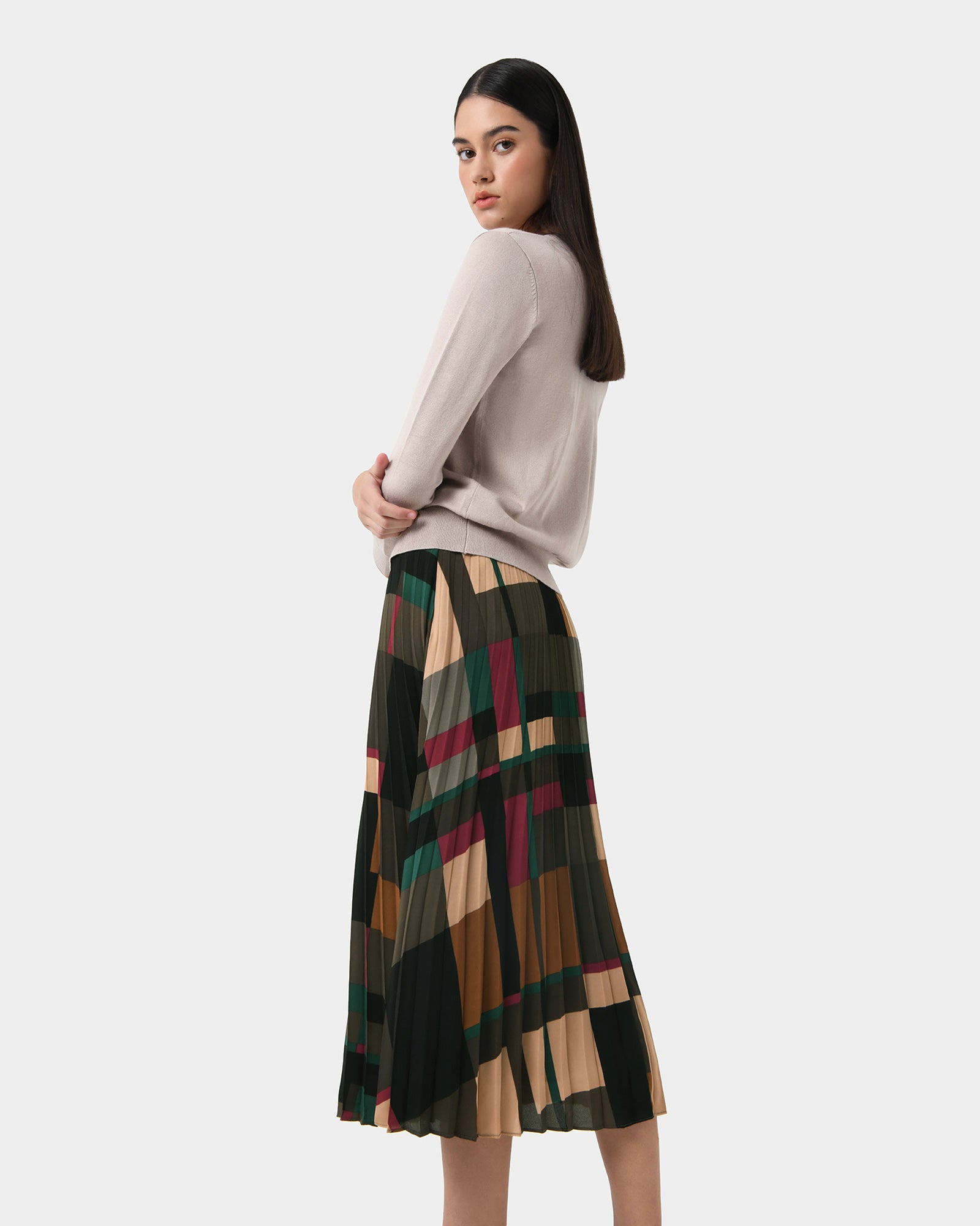 Aubrey Printed Pleat Skirt