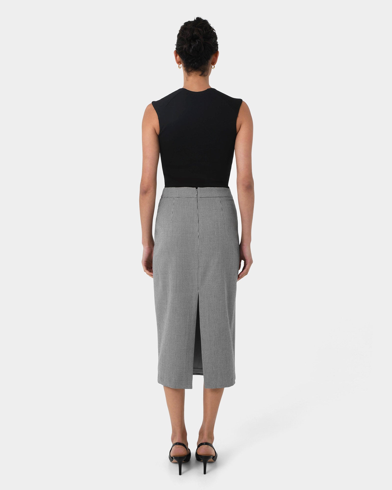 Rein Houndstooth Midi Skirt