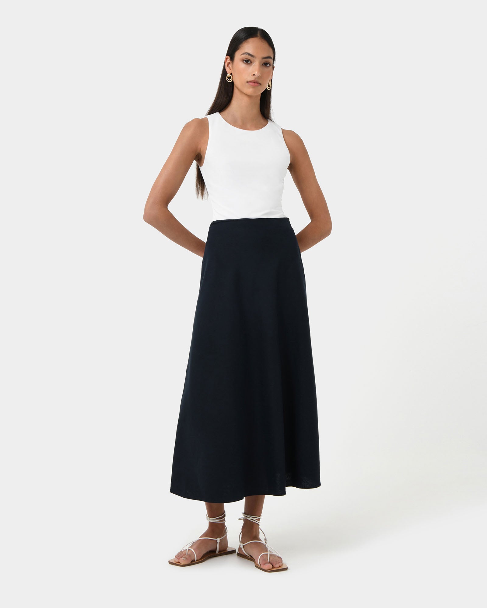 Kade Linen Blend Midi Skirt