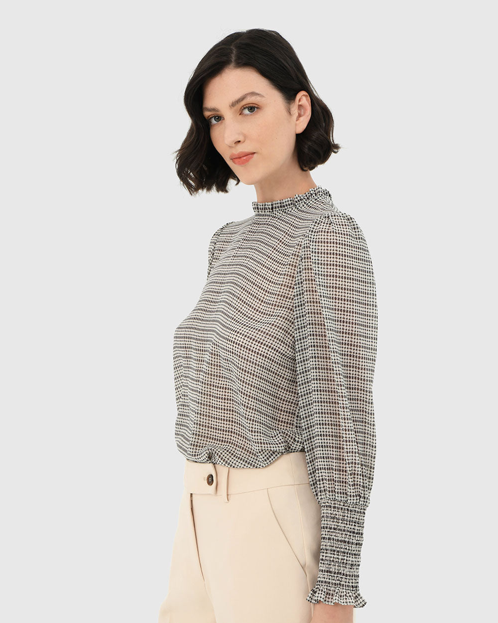 Jewel Ruffle Sleeve Blouse