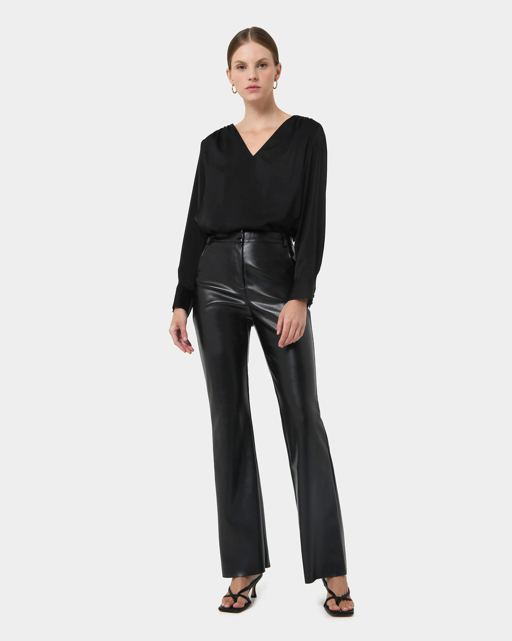 Evalynn V-Neck Satin Blouse