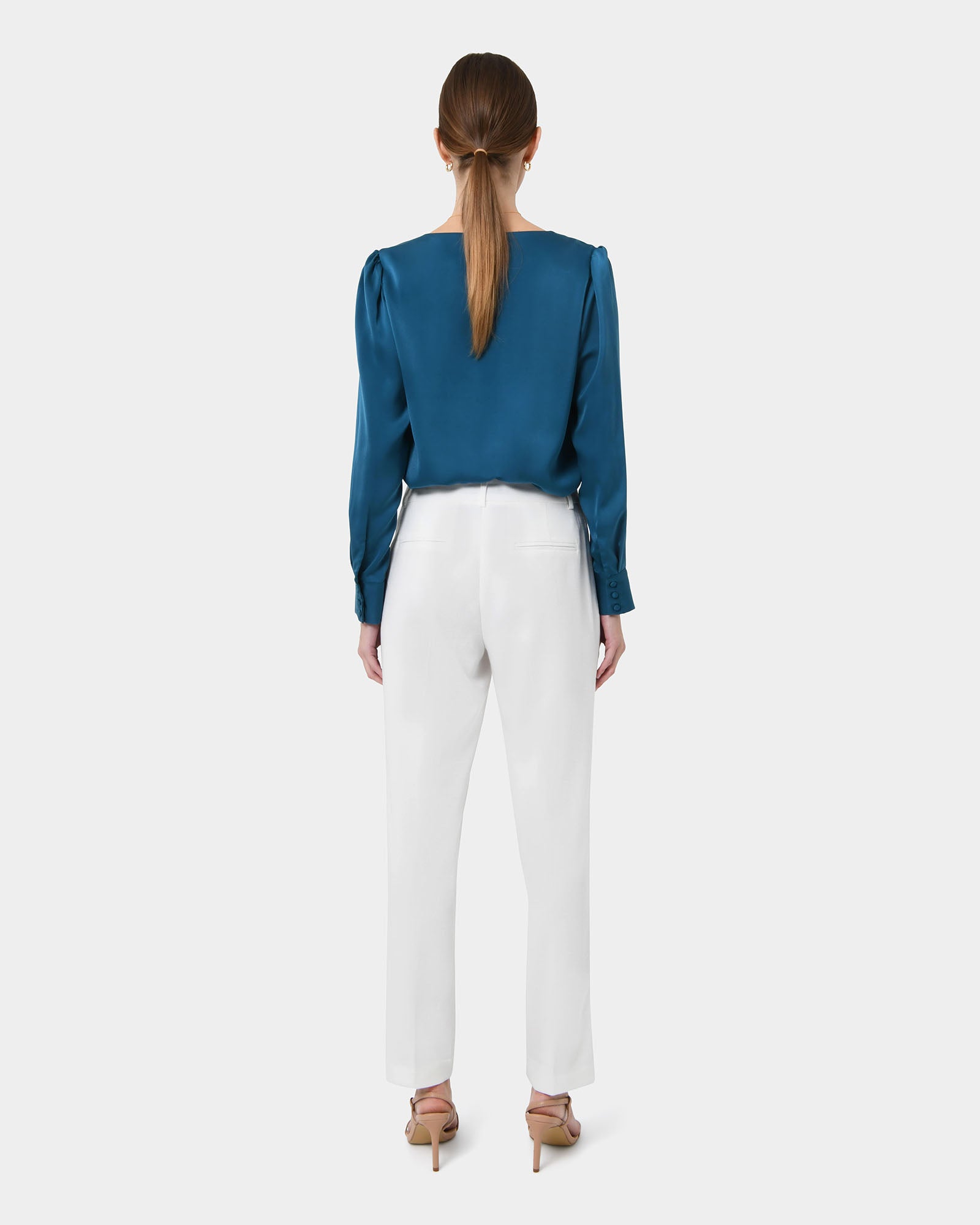 Evalynn V-Neck Satin Blouse