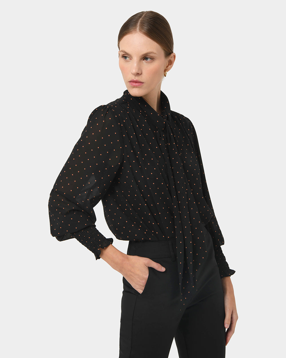 Marcella Polka Dot Tie Blouse