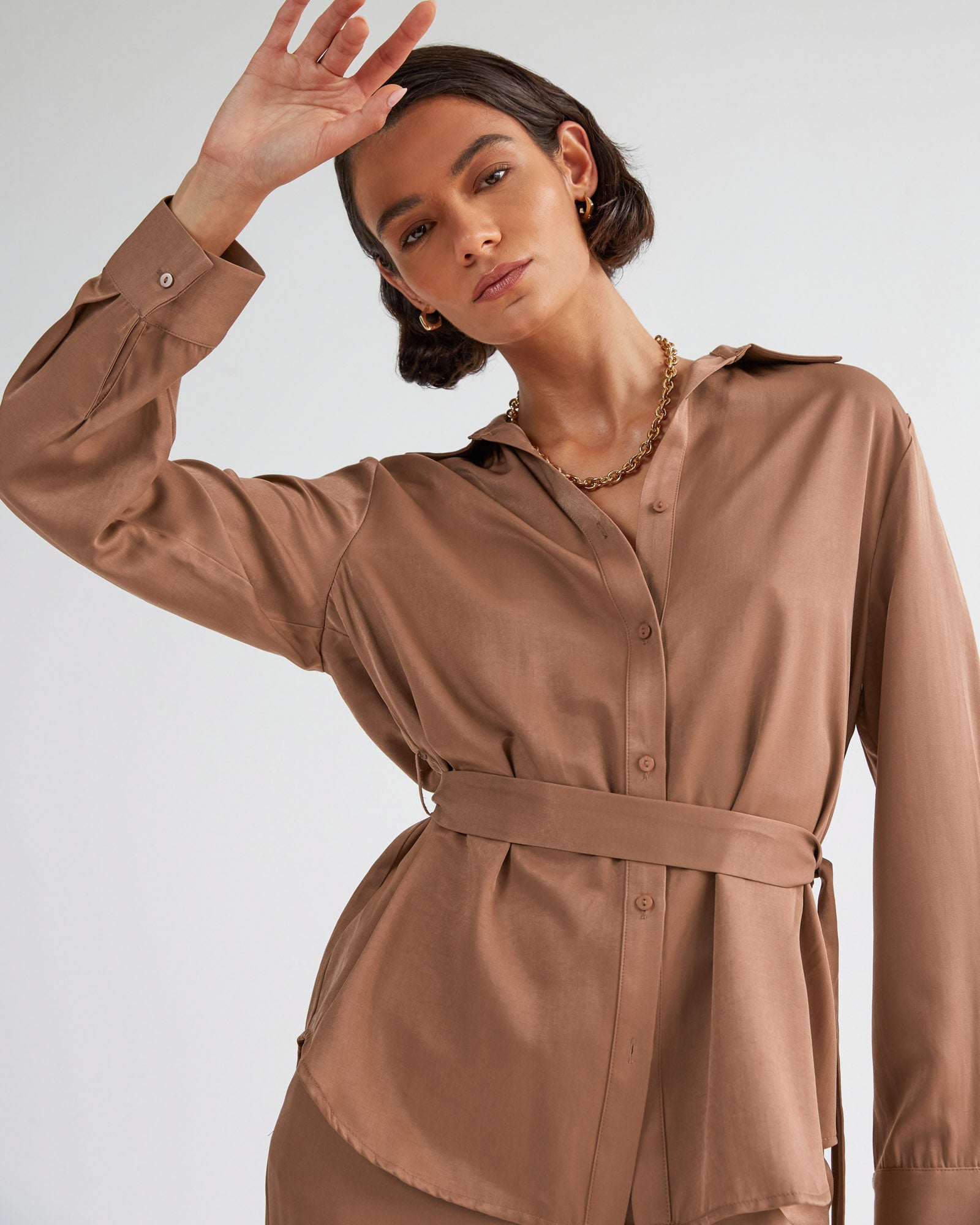 Devon Satin Tie Shirt