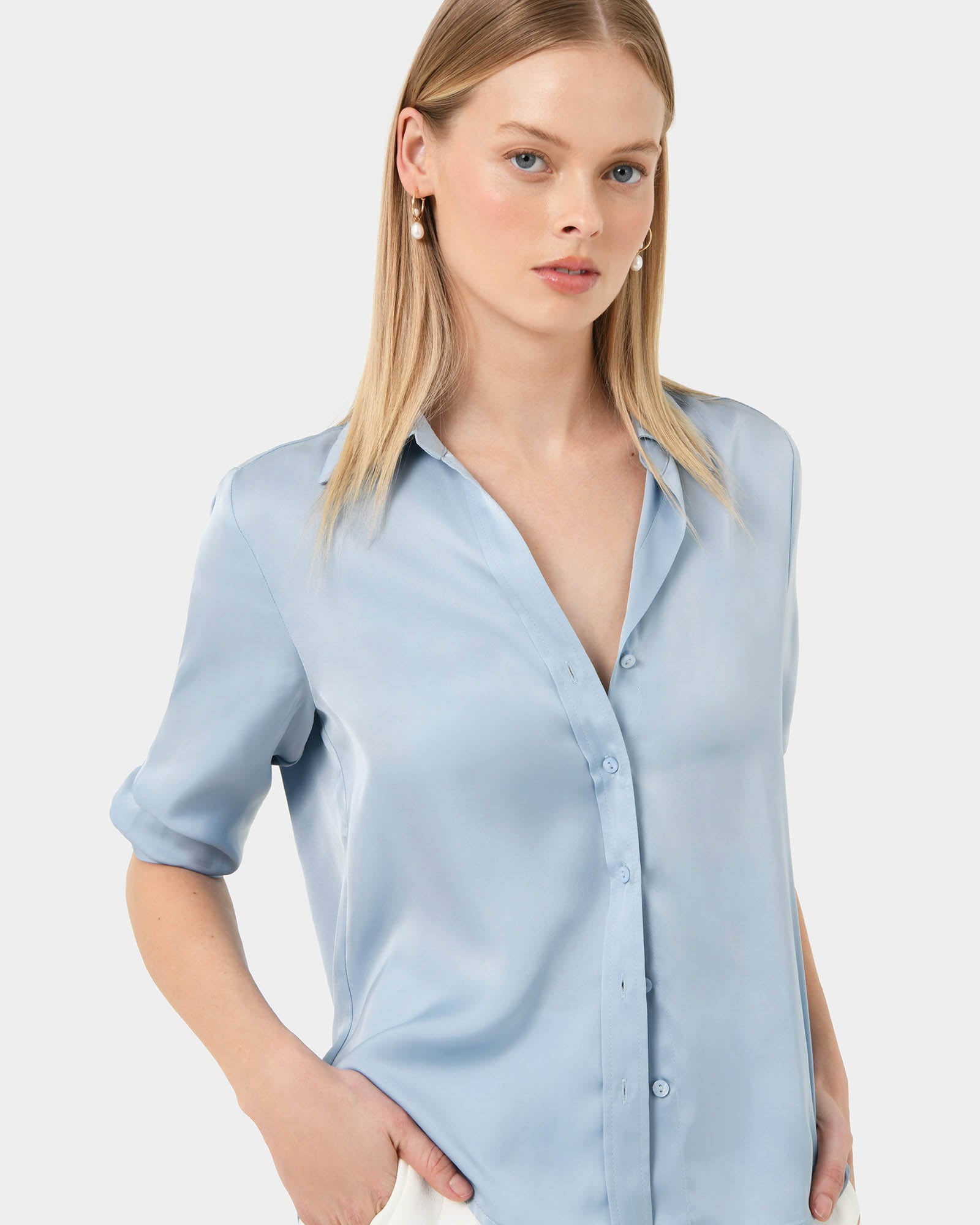 Hailee 3/4 Sleeve Satin Blouse
