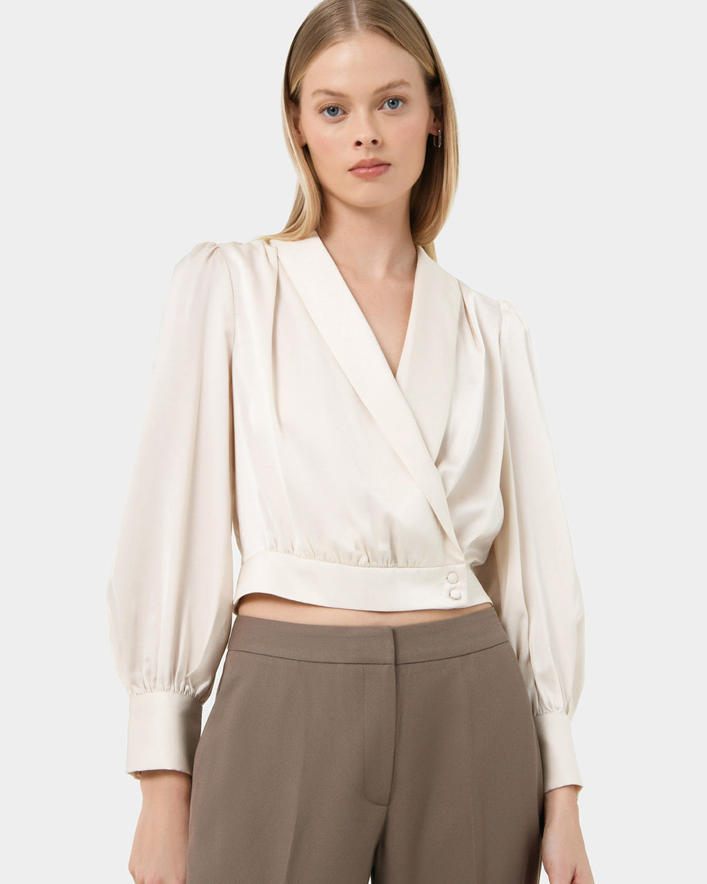 Avah Shawl Collar Satin Blouse