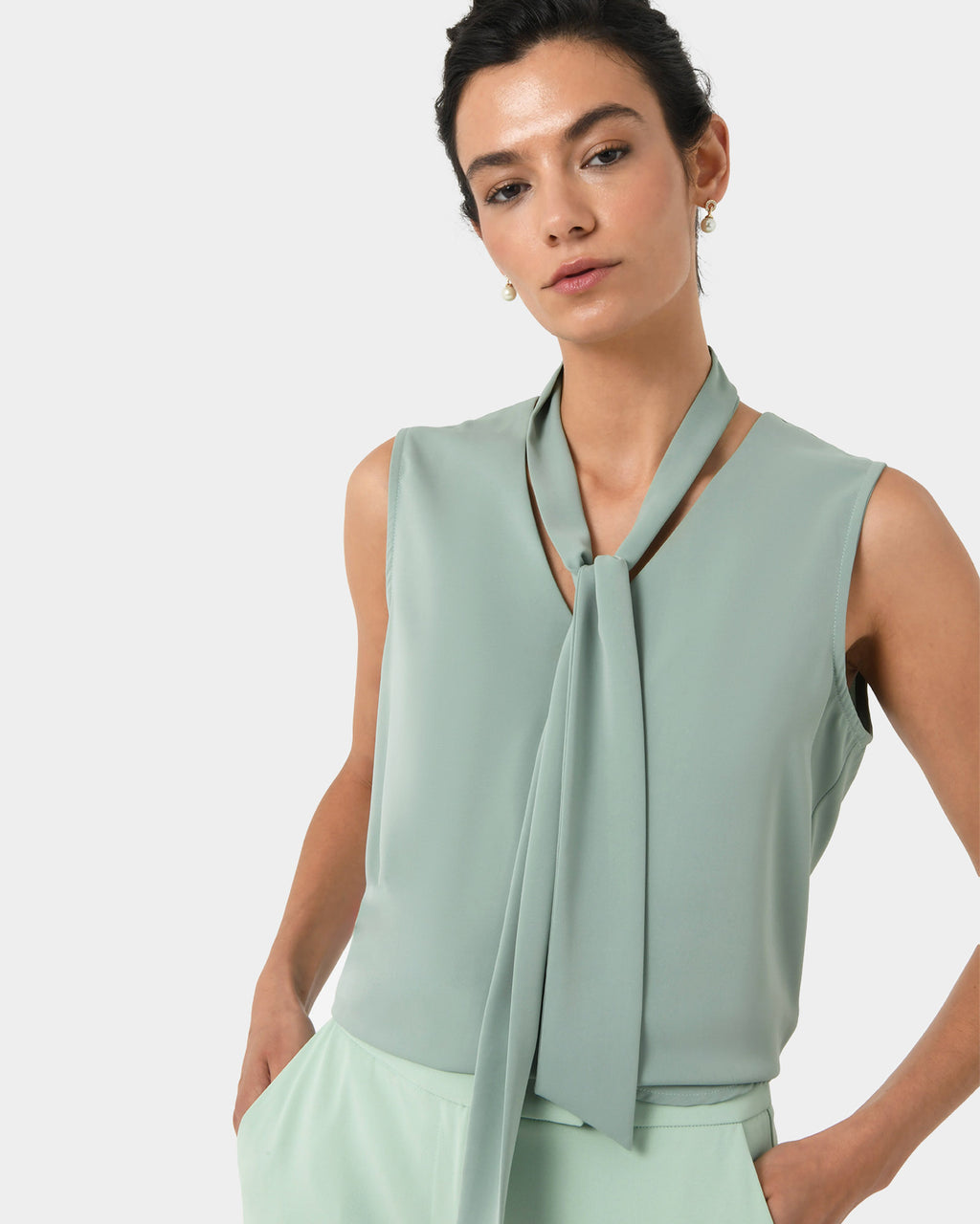 Mattie Detachable Bow Neck Top