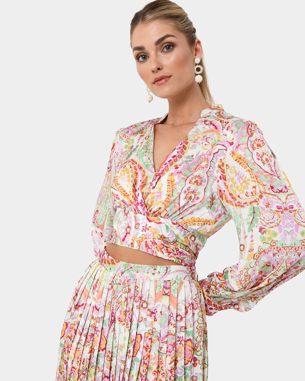 Dulce Printed Tie Waist Blouse