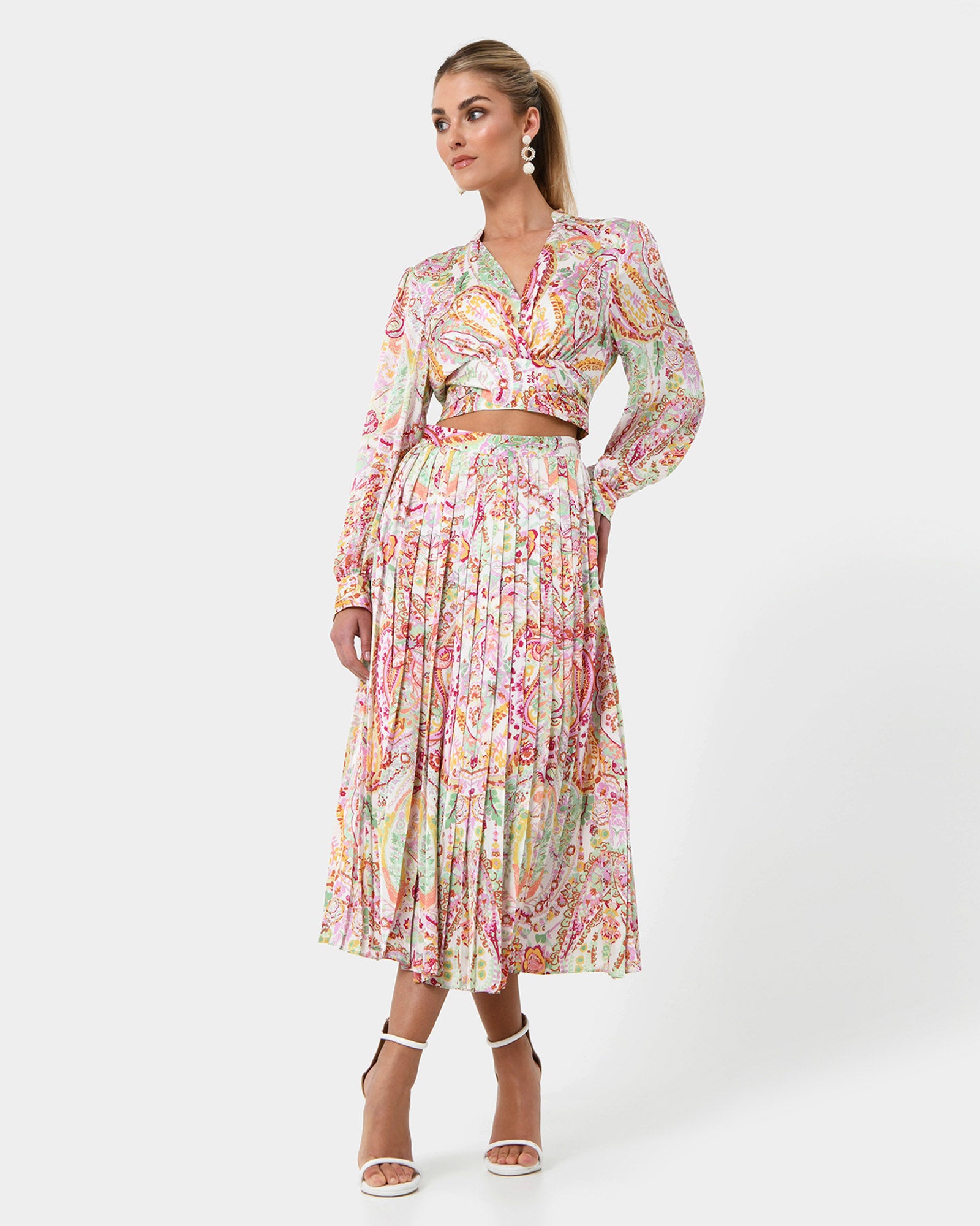 Dulce Printed Tie Waist Blouse