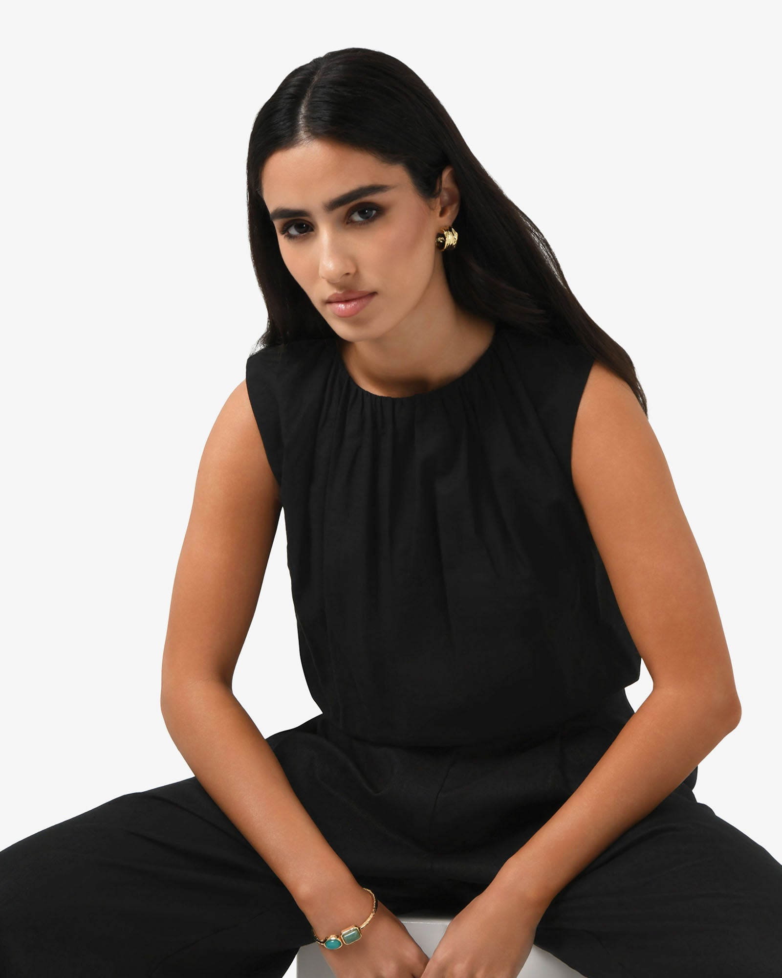 Kenya Rouched Linen Top