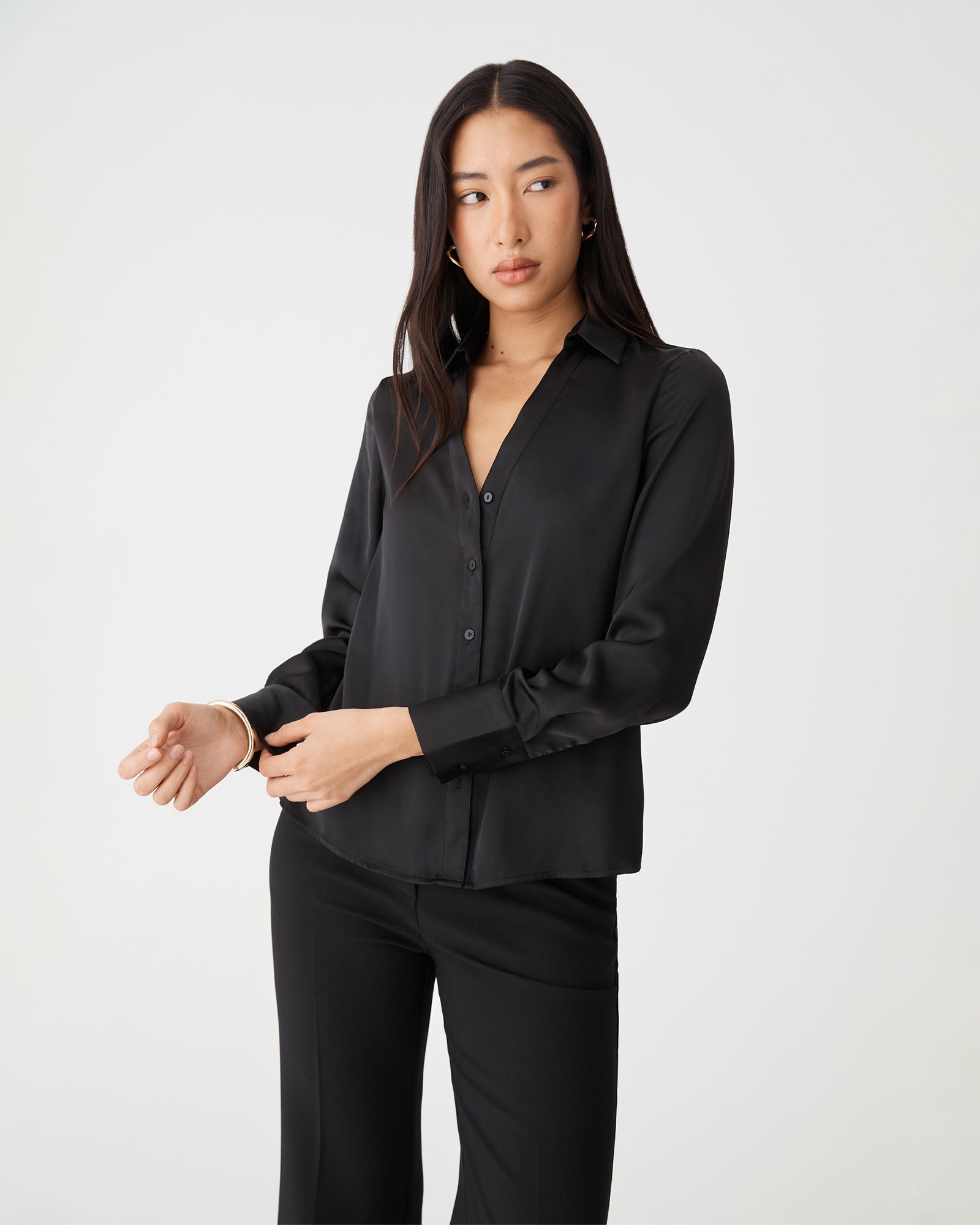 Lila V-Neck Satin Blouse