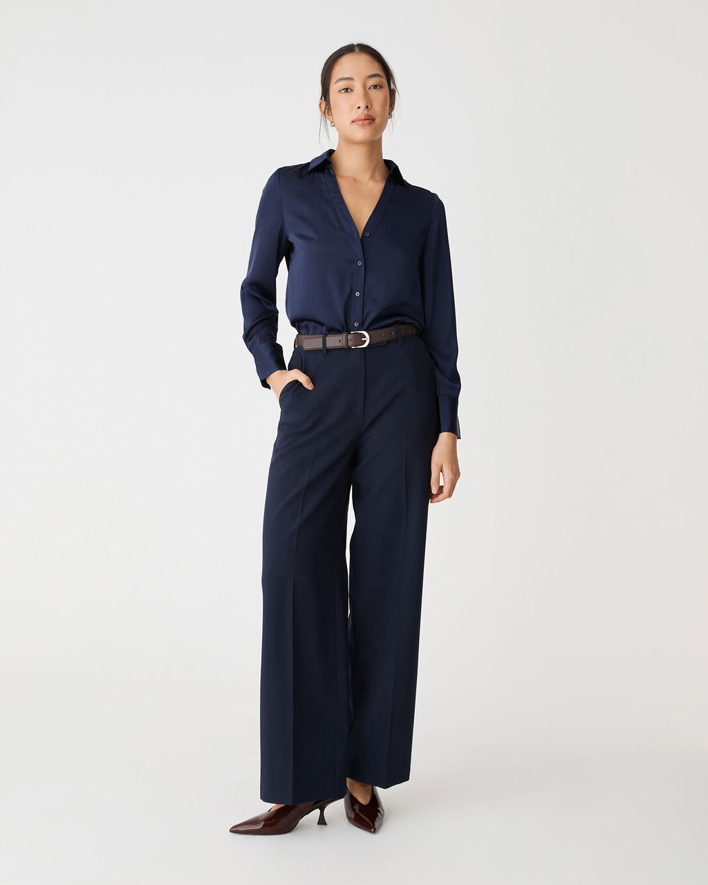 Lila V-Neck Satin Blouse