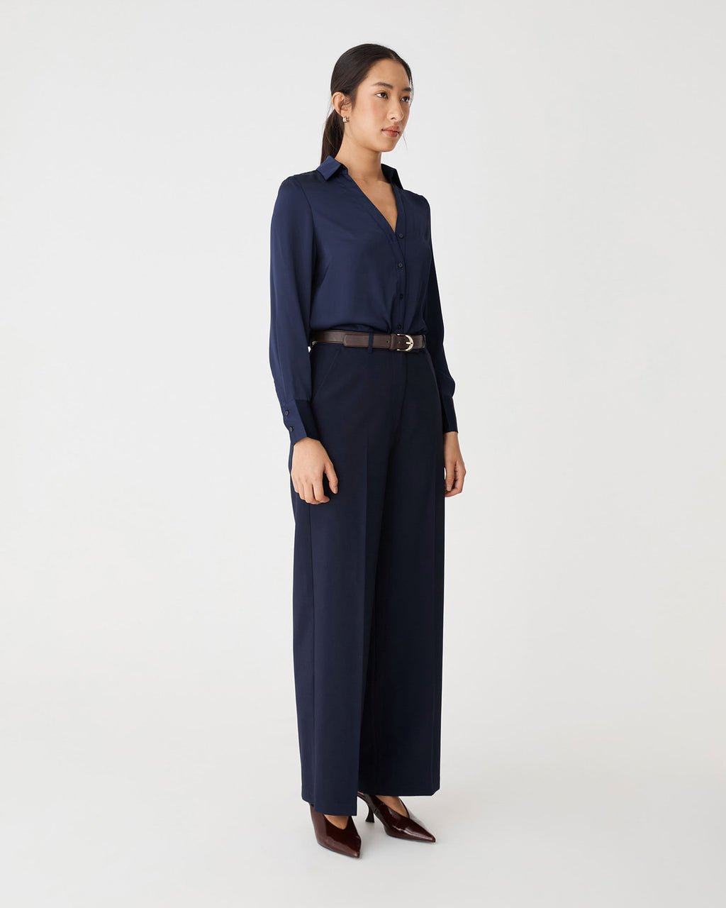 Lila V-Neck Satin Blouse