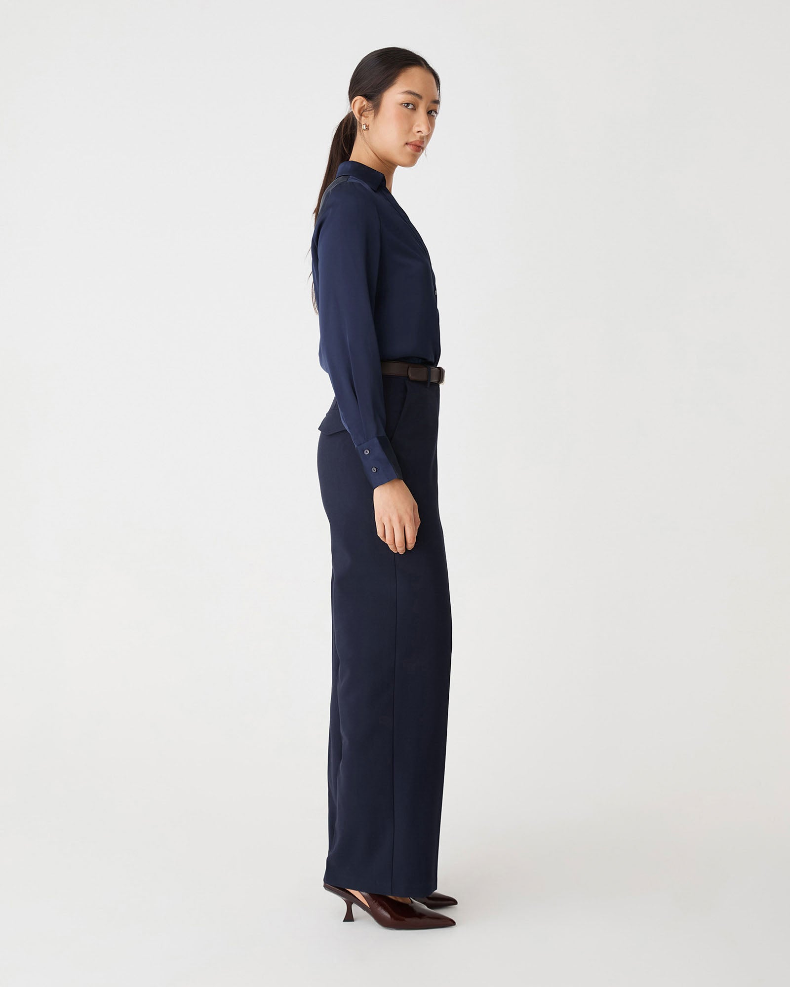 Lila V-Neck Satin Blouse