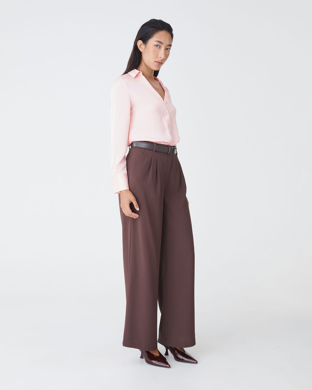 Lila V-Neck Satin Blouse