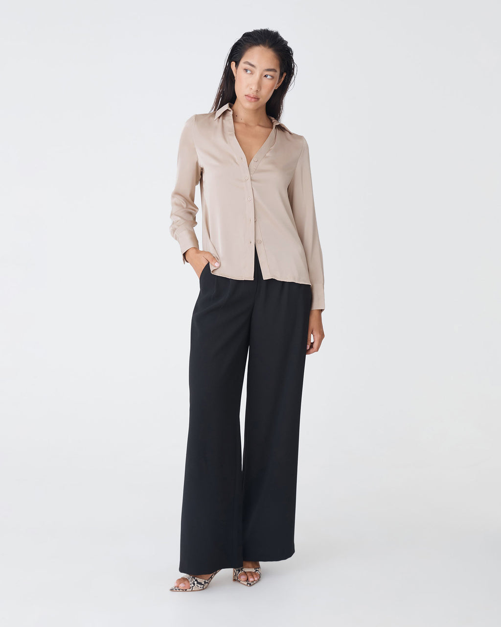 Lila V-Neck Satin Blouse