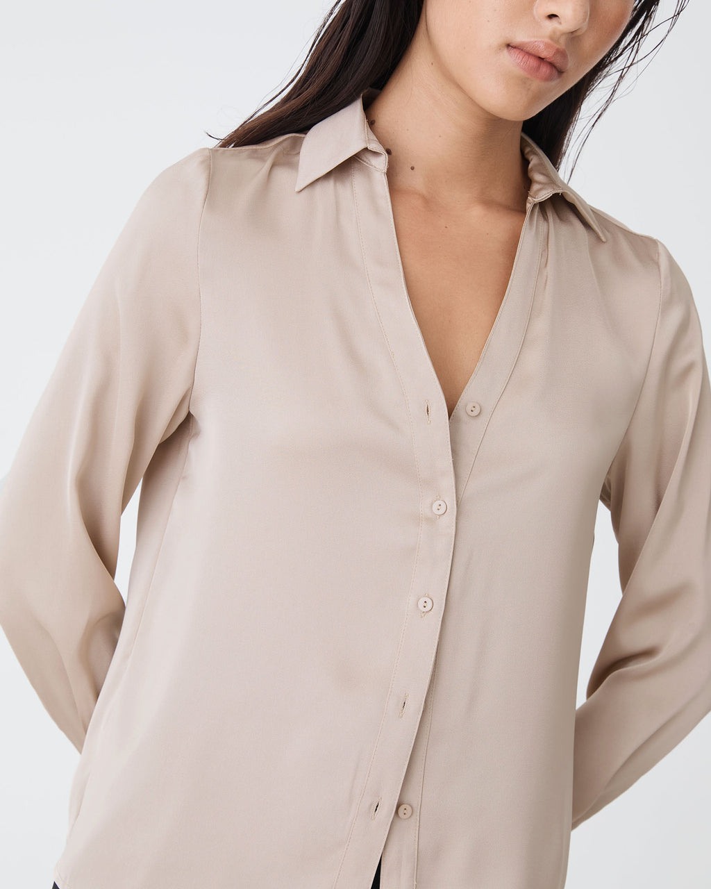 Lila V-Neck Satin Blouse