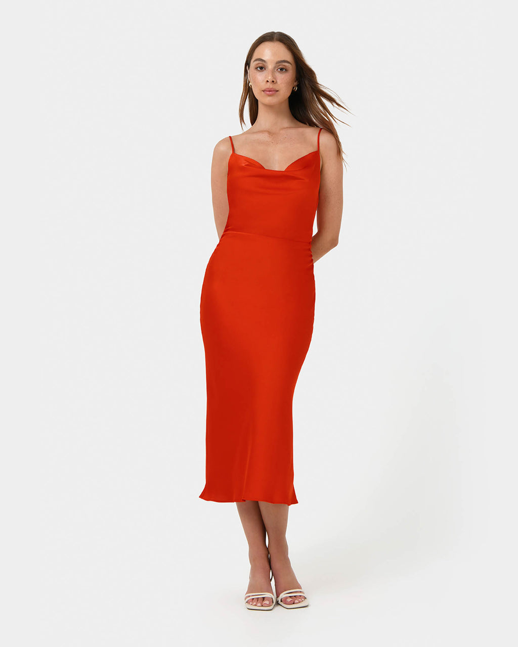 Mae Side Ruched Satin Dress